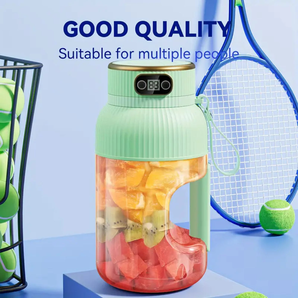 Compact USB-C Rechargeable 40oz Green Juicer Blender with Dual Lids Silicone Straw Quiet Operation and Easy Clean Design
