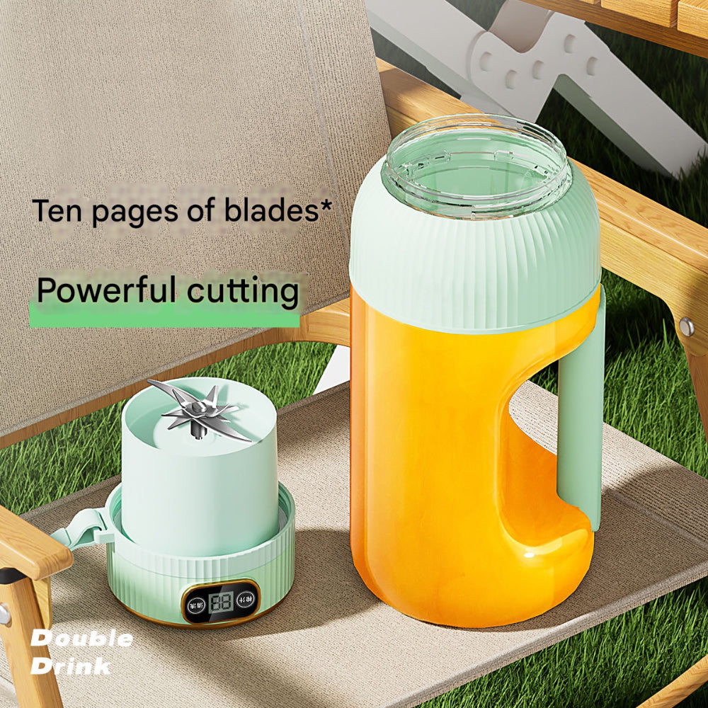 Compact USB-C Rechargeable 40oz Green Juicer Blender with Dual Lids Silicone Straw Quiet Operation and Easy Clean Design