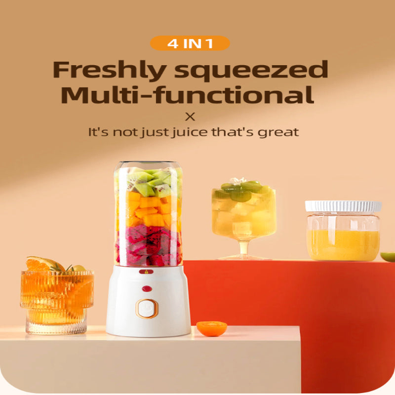 Portable USB Rechargeable Juicer with Dual Cups Compact Lightweight for Fresh Juice on-the-go Perfect for Travel and Gym