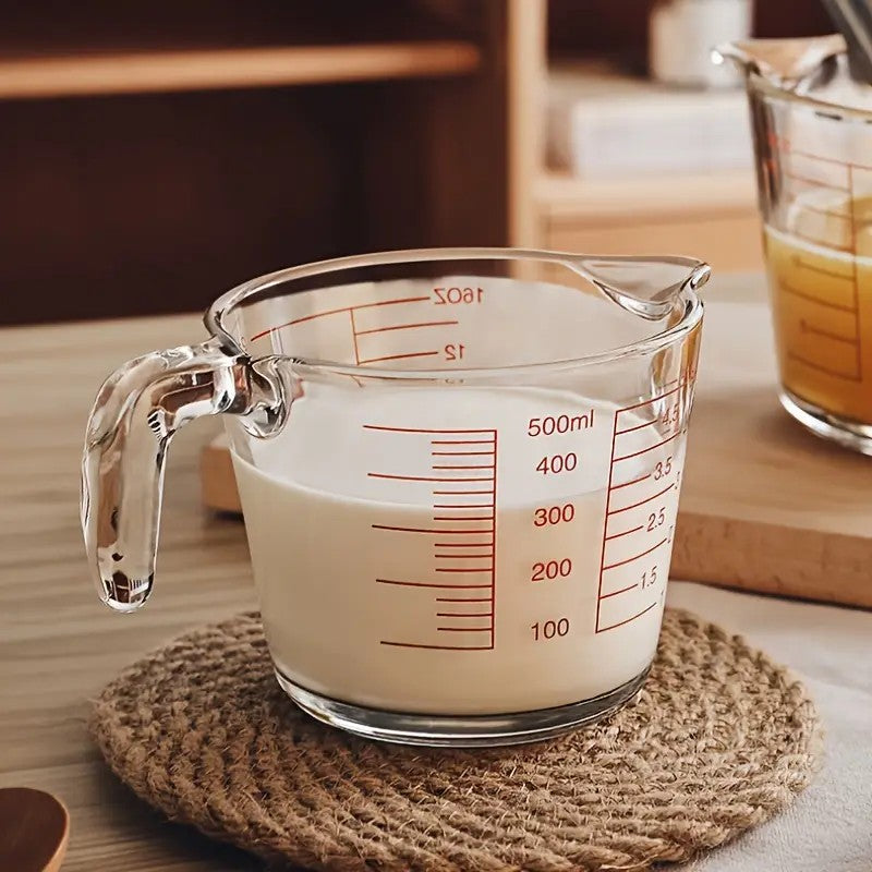 500ml Shatterproof Glass Measuring Cup with Precise Scale Microwave and Oven Safe Ergonomic Design for Kitchen Easy Clean