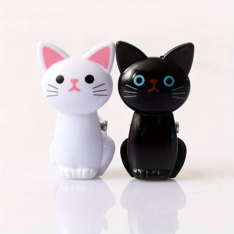 4pcs Cat-Shaped Bag Clips, Airtight Food Seal, Durable Plastic Snack Clamps, Cute Black/White Tabby Design, Decorative Kitchen