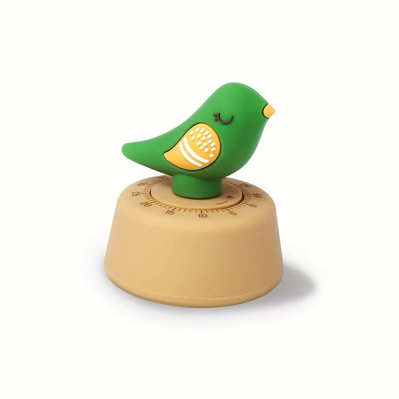 Bird-Shaped Mechanical Kitchen Timer, 60-Minute Winding, Cute Animal Design, Fun for Baking, Boiled Eggs, Kids Time Management