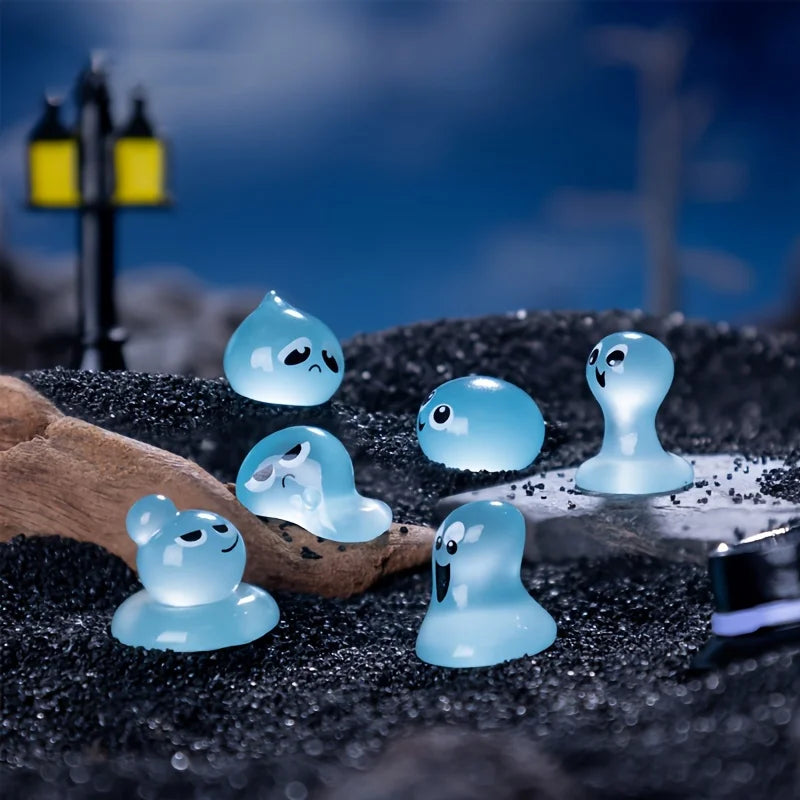 20pcs Luminous Resin Droplet Elves, Car Dashboard Ornaments, DIY Indoor Decor, Seasonal Garden Patio Party Decorations.