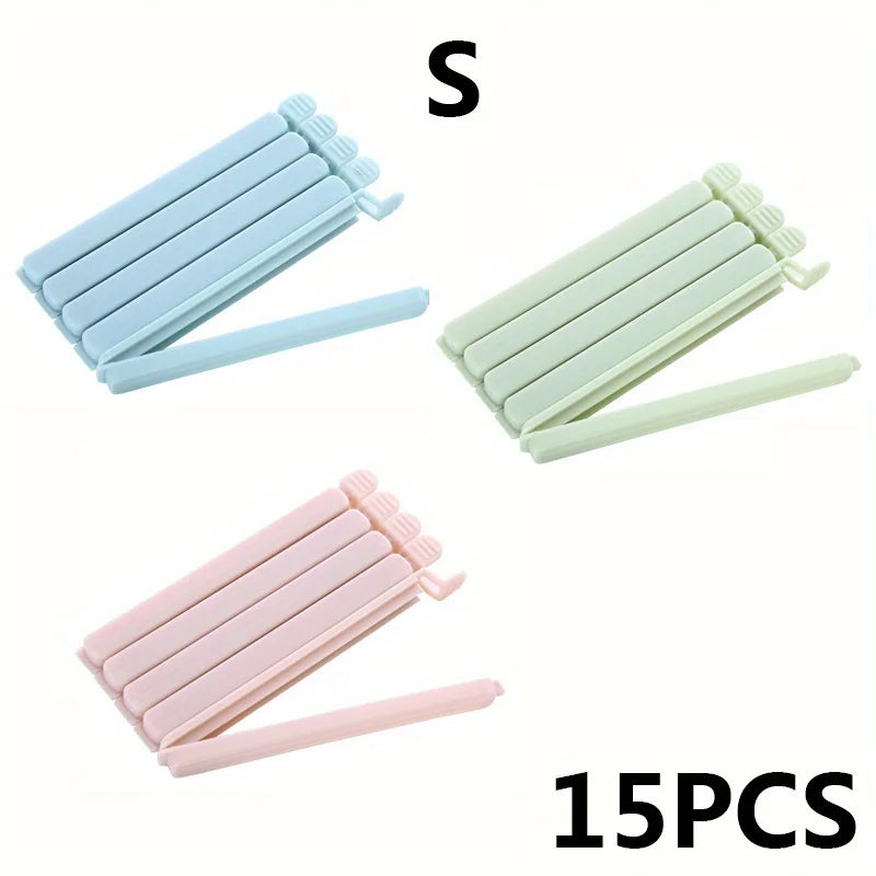 15pcs Food Bag Sealing Clips Set, Plastic Chip Bag Clips for Snack and Kitchen Storage Organization Accessories