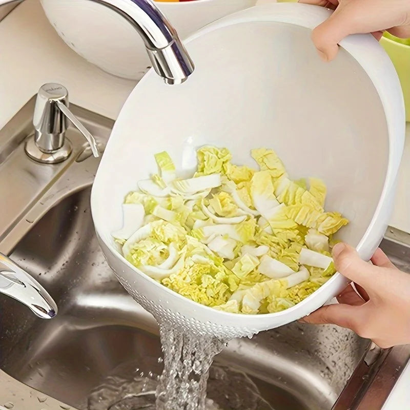 1 Pack Modern Plastic Kitchen Filter Basket Multipurpose Food Draining Basket Vegetable Fruit Rice Grain Washing Basket