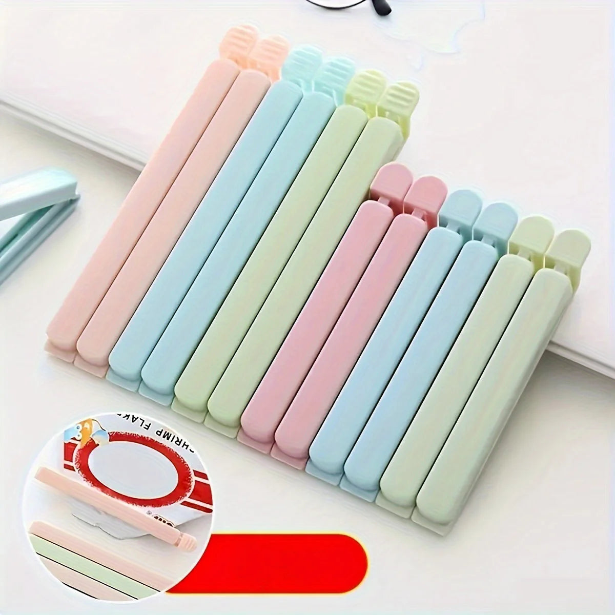 15pcs Food Bag Sealing Clips Set, Plastic Chip Bag Clips for Snack and Kitchen Storage Organization Accessories