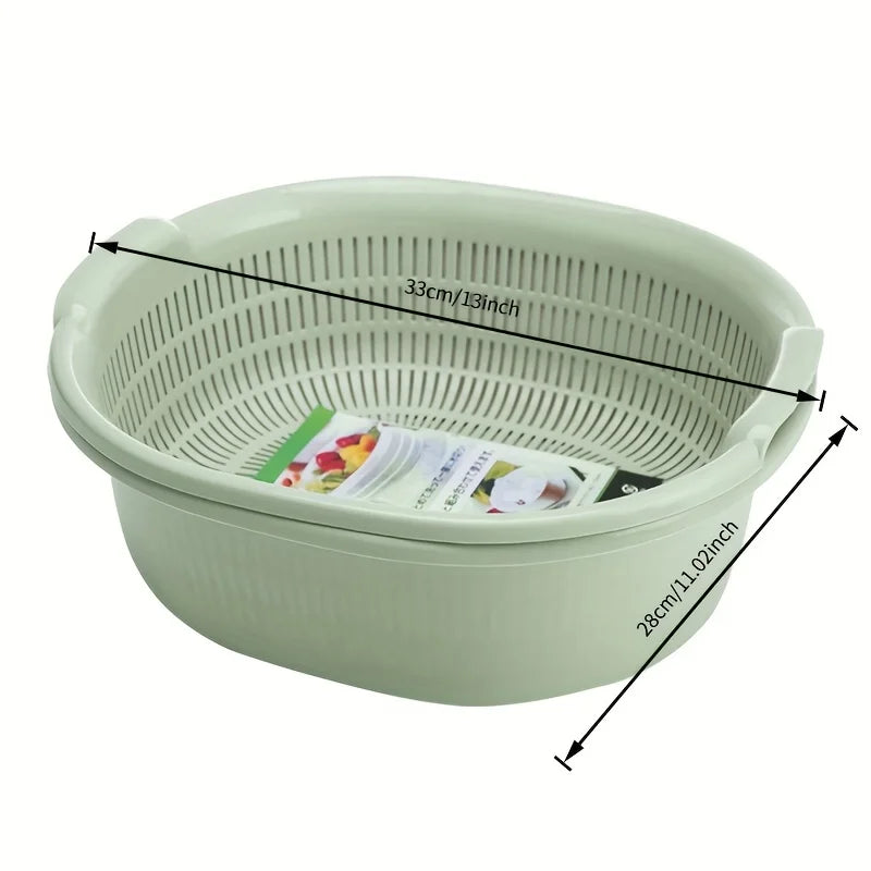 Home kitchen vegetable & rice washing basin, double-layer cleaning, multi-functional, easy-to-clean for fruits, veggies