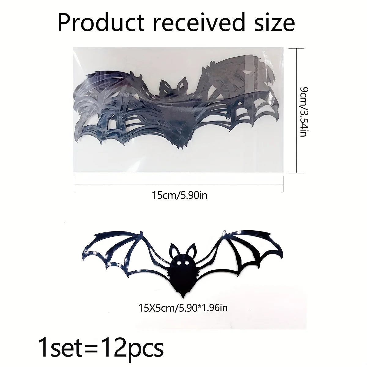 A set of twelve Halloween 3d three-dimensional bats creative wall stickers, simple decorative stickers on the background wall