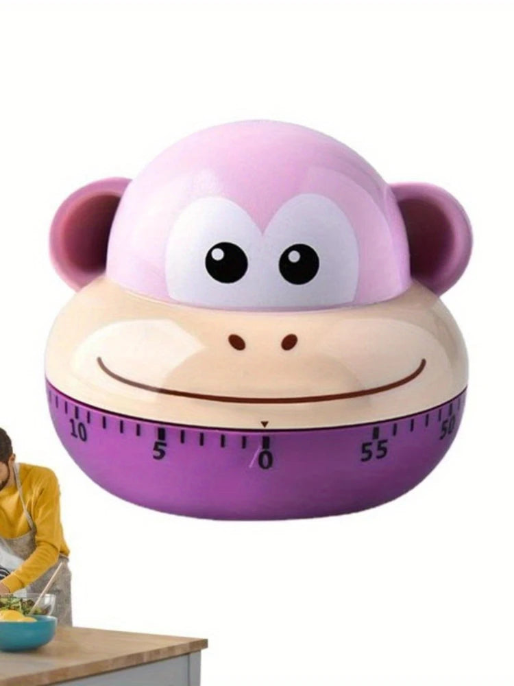 1pc Cute Lion & Cat Kitchen Timer – 60-Mechanical Countdown, No Batteries, Loud Alarm – Fun Animal Design for Cooking
