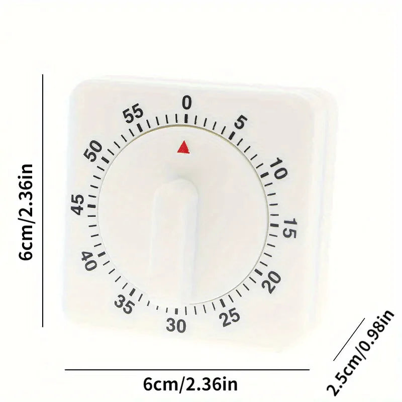 Mechanical Kitchen Timer, No Battery, Retro Countdown with Red Hands, Durable ABS, Compact for Cooking, Boiling, Kitchen
