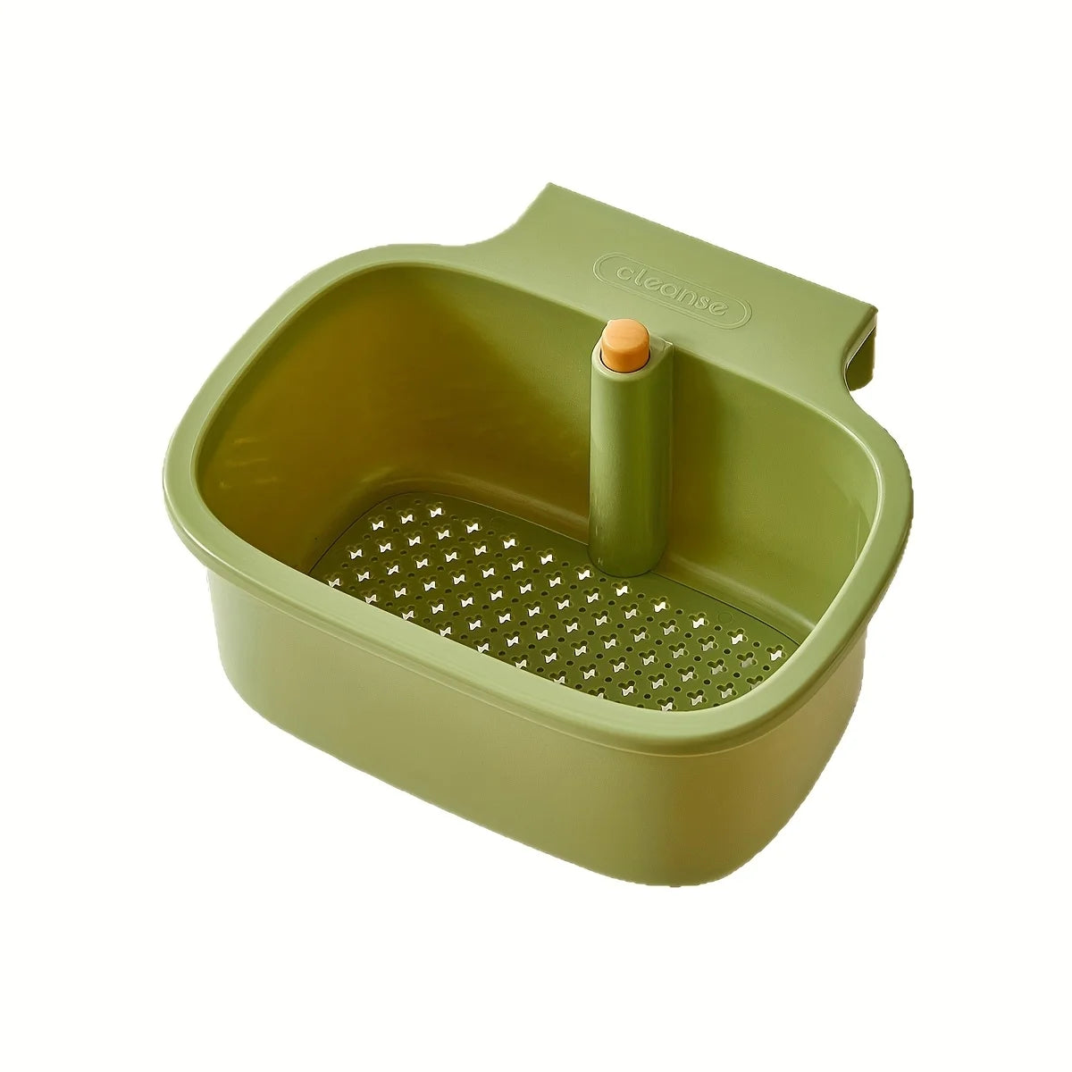 Square one-button faucet drain basket, durable plastic kitchen sink filter, high-efficiency drain hole, space-saving vegetable