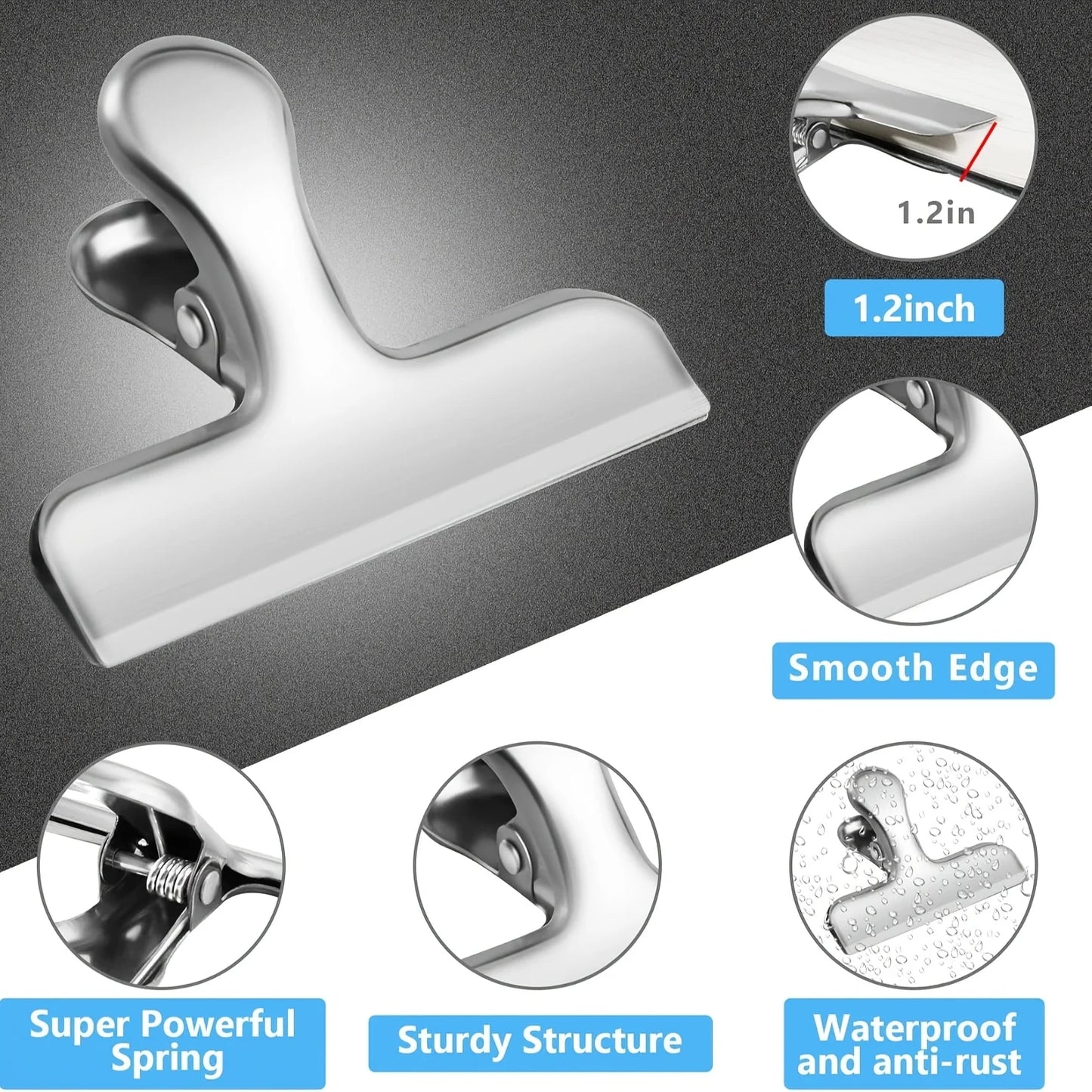 20pcs Silver Chip Clips - Strong Hold for Chips, Snack Bags, Fridge & Whiteboard | Kitchen & Office Organization, Food Bag Clips