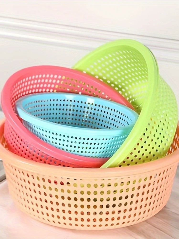 1 multi-color plastic kitchen dishwashing basket, thickened large design, durable PP material, various colors,for cleaning fruit