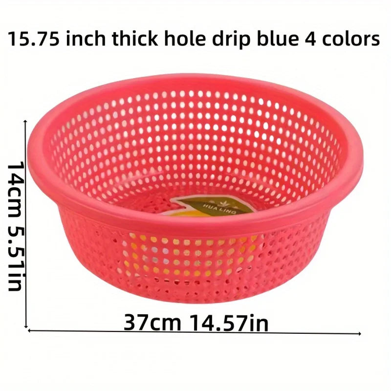 1 multi-color plastic kitchen washing basket, thickened, durable PP material, multiple colors, ideal for washing fruits