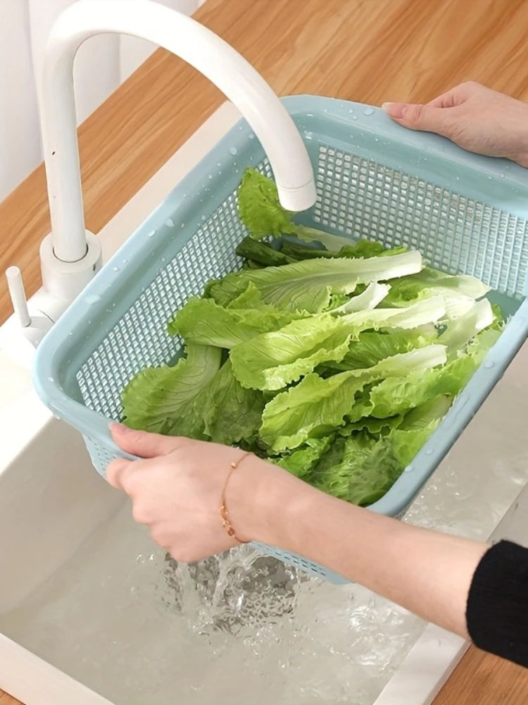 One piece, thickened kitchen hollow drainage basket, household hollow drainage basket, multi-purpose storage basket