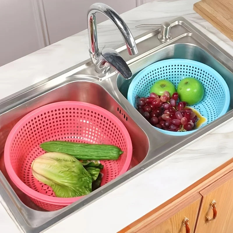 1 multi-color plastic kitchen washing basket, thickened, durable PP material, multiple colors, ideal for washing fruits