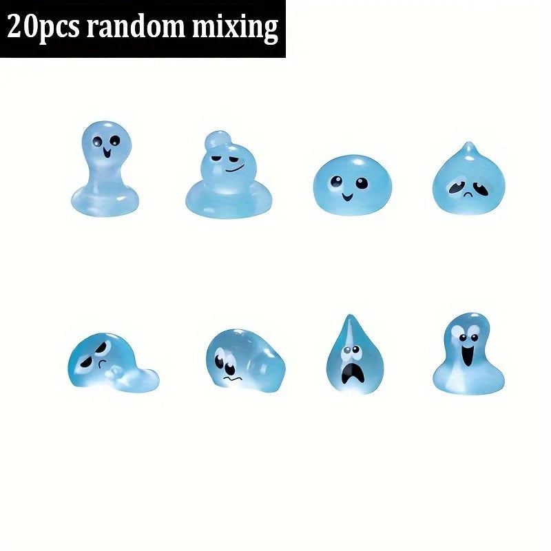 20pcs Luminous Resin Droplet Elves, Car Dashboard Ornaments, DIY Indoor Decor, Seasonal Garden Patio Party Decorations.