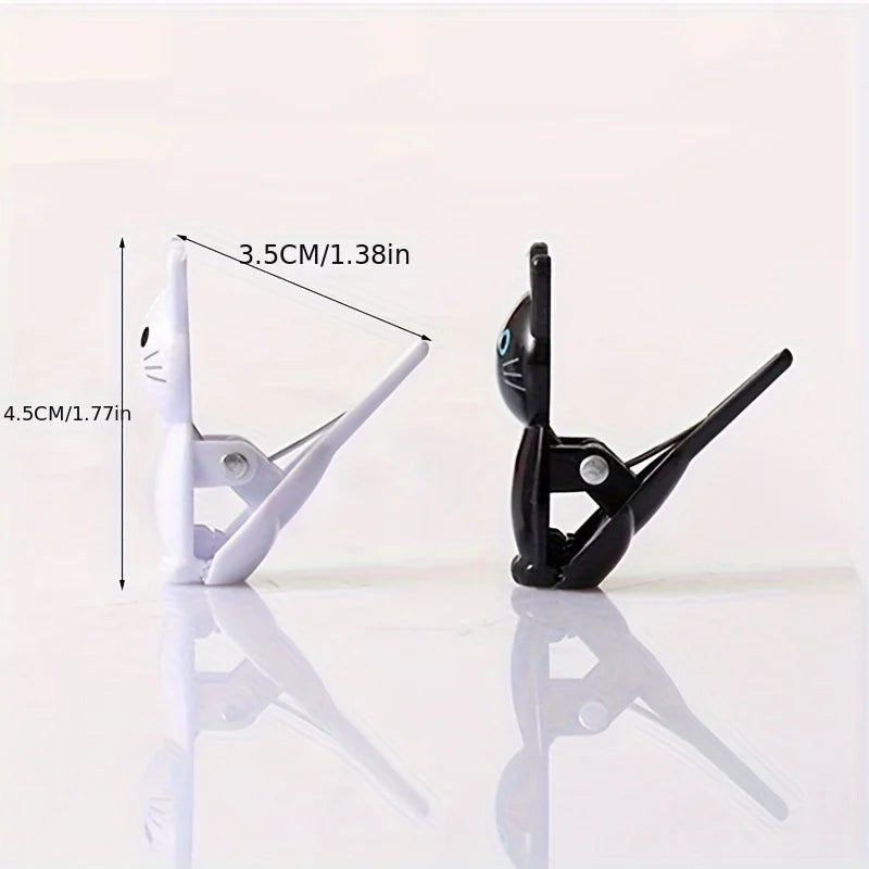 4pcs Cat-Shaped Bag Clips, Airtight Food Seal, Durable Plastic Snack Clamps, Cute Black/White Tabby Design, Decorative Kitchen