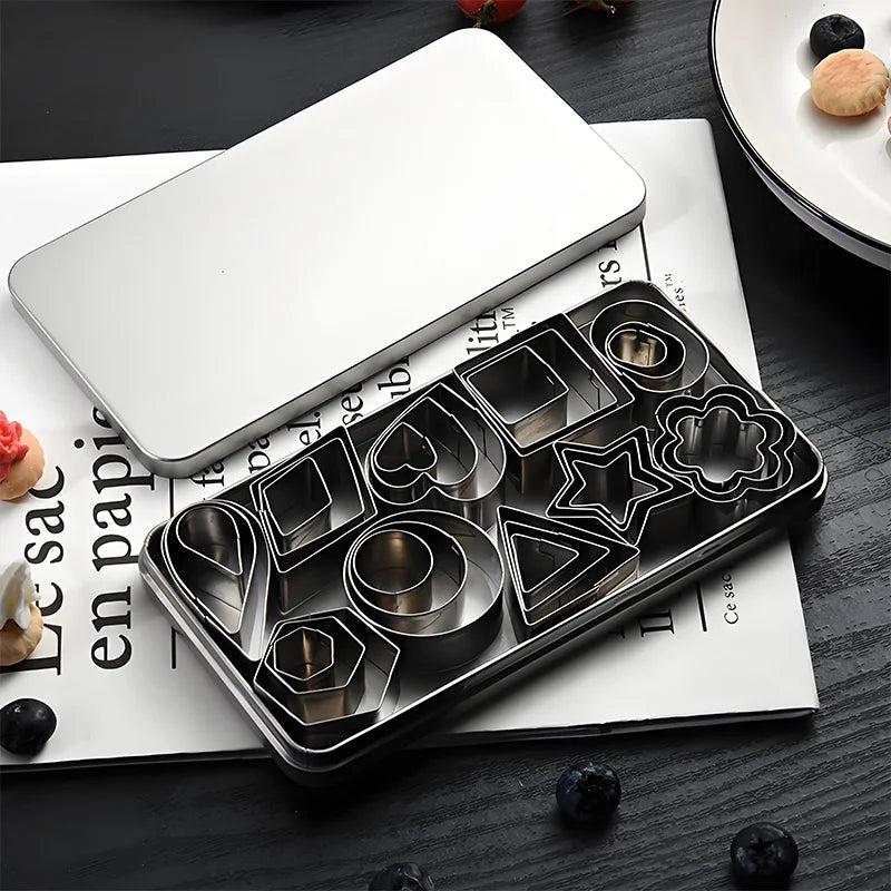 Stainless Steel Geometric Cookie Cutters - Fondant & Dough Mold Set for Baking, Crafts, and DIY Projects
