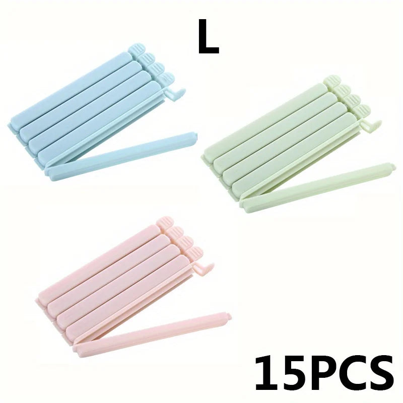 15pcs Food Bag Sealing Clips Set, Plastic Chip Bag Clips for Snack and Kitchen Storage Organization Accessories