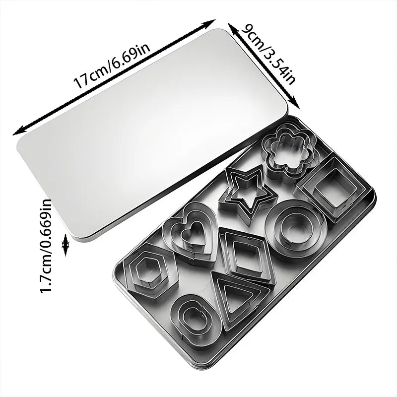 Stainless Steel Geometric Cookie Cutters - Fondant & Dough Mold Set for Baking, Crafts, and DIY Projects