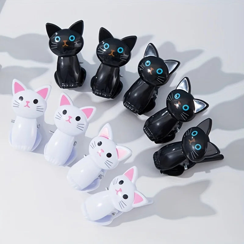 4pcs Cat-Shaped Bag Clips, Airtight Food Seal, Durable Plastic Snack Clamps, Cute Black/White Tabby Design, Decorative Kitchen