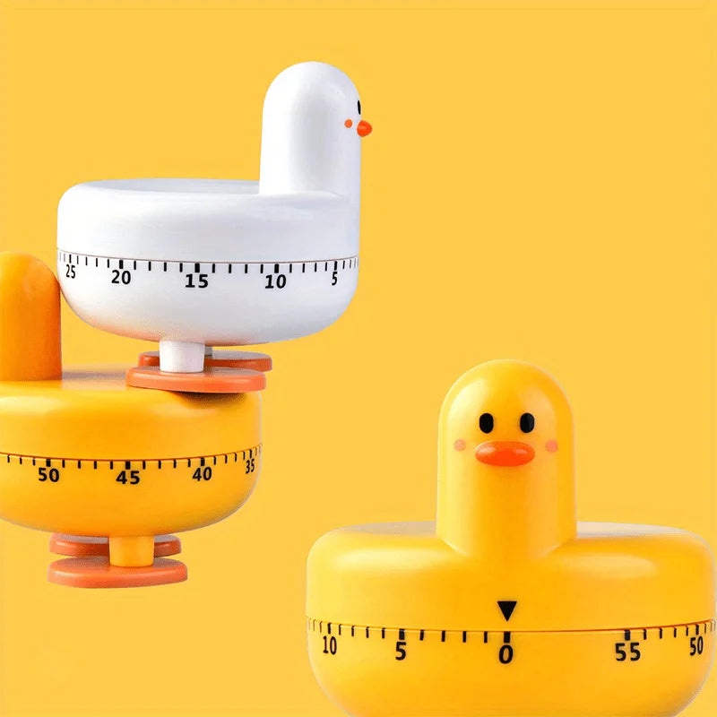 Cute Duck Kitchen Timer – 3 Challenges with Colorful Ducks – No Battery, ABS Plastic – Countdown Alarm for Cooking