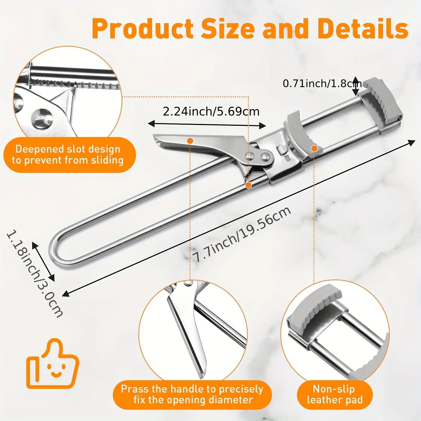 Adjustable Multi-Function Stainless Steel Can Opener, Non-Slip Portable Design for Bottle Caps and Jars