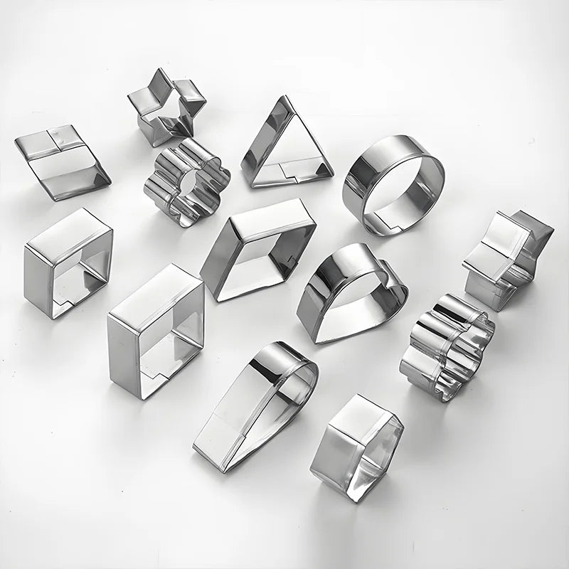 Stainless Steel Geometric Cookie Cutters - Fondant & Dough Mold Set for Baking, Crafts, and DIY Projects