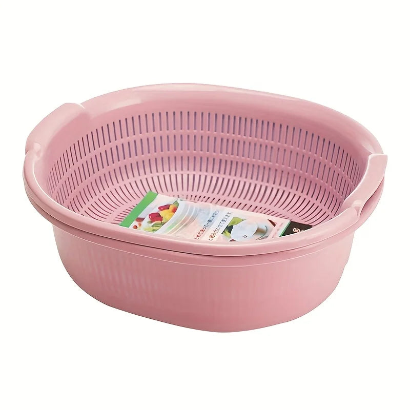 Home kitchen vegetable & rice washing basin, double-layer cleaning, multi-functional, easy-to-clean for fruits, veggies