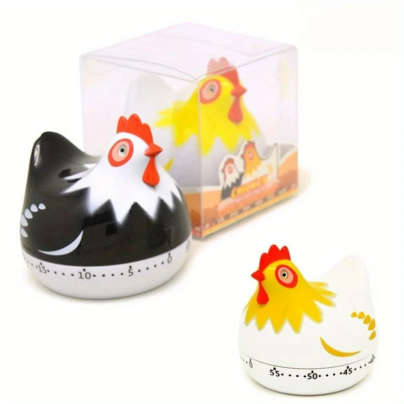 1pc Cute Hen-Shaped Kitchen Timer, No Batteries, Mechanical Egg Timer with Loud Alarm, Durable ABS, Perfect Gift for Kids, Chefs