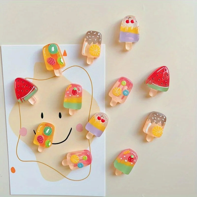 Cute Fruit Ice Cream Fridge Magnets,Cabinets, Dishwashers, Fun Kitchen & Office Decor, Bright, Durable, Father Gift.