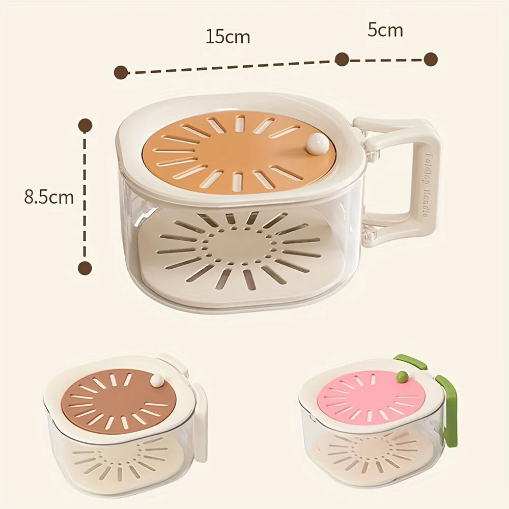 Rotatable leak dipper, kitchen drain bowl, vegetable/fruit wash basket, soup/berry washer, foldable handled filter set, plastic