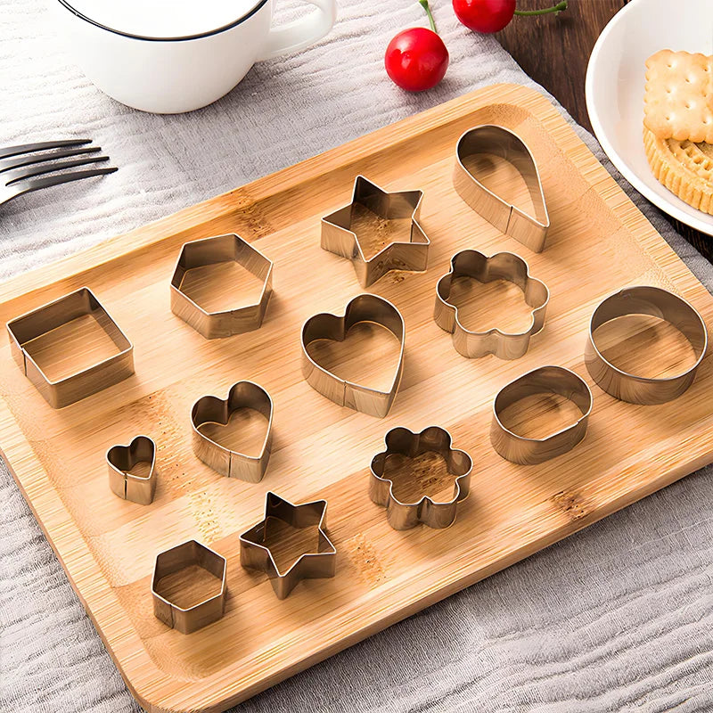 Stainless Steel Geometric Cookie Cutters - Fondant & Dough Mold Set for Baking, Crafts, and DIY Projects
