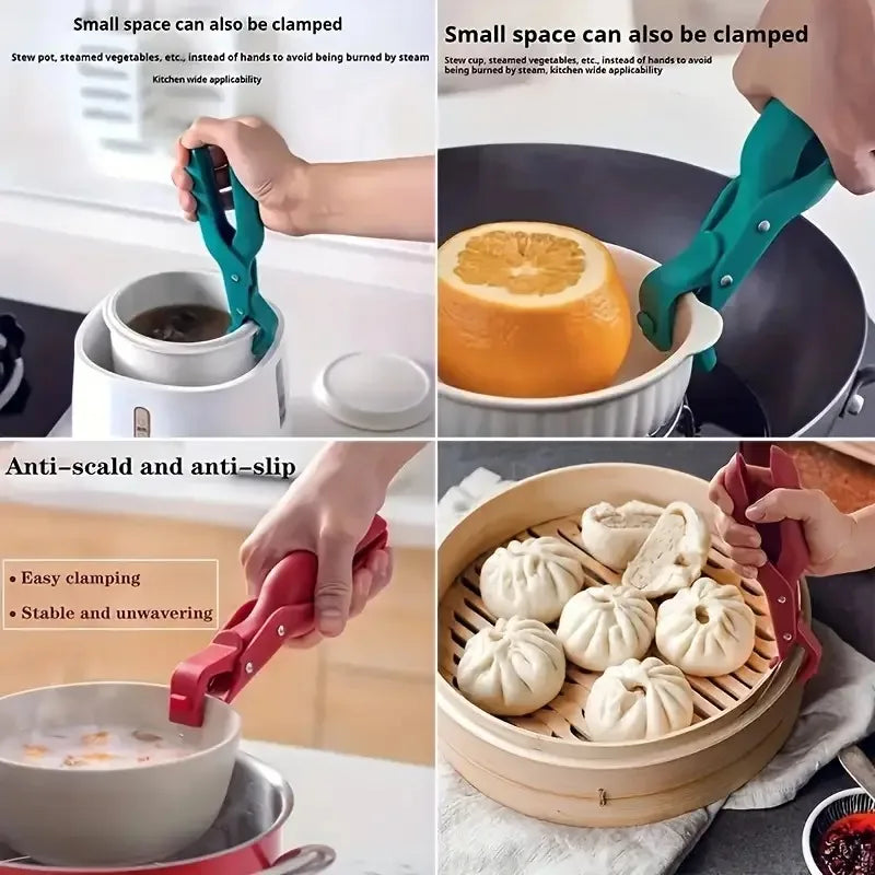 Silicone Multi-Functional Heat-Resistant Clip - Holds Plates/Bowls, Lifts Trays, Non-Slip, Home Kitchen Must-Have