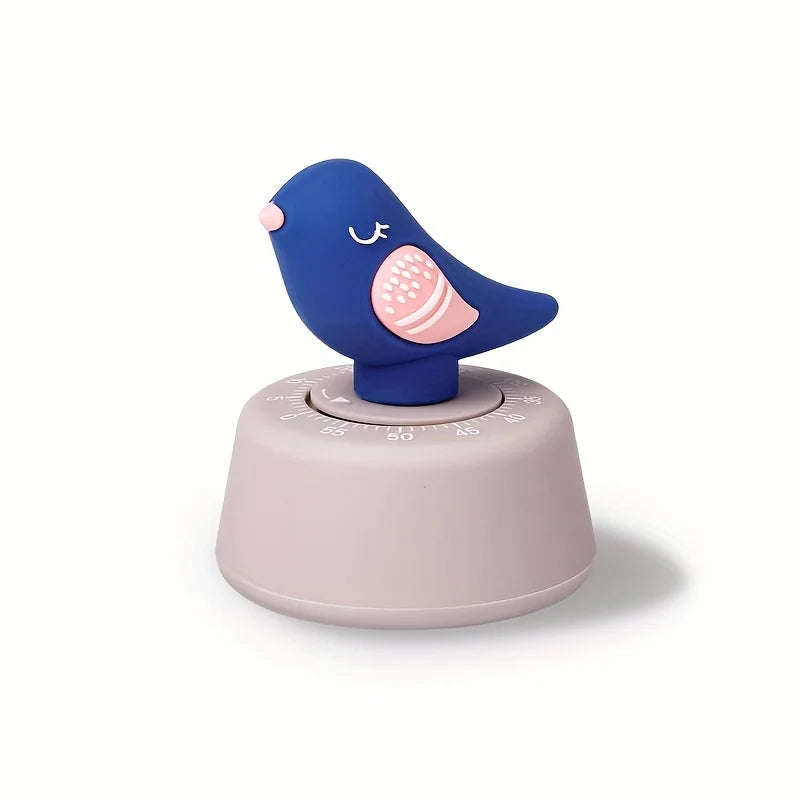 Bird-Shaped Mechanical Kitchen Timer, 60-Minute Winding, Cute Animal Design, Fun for Baking, Boiled Eggs, Kids Time Management