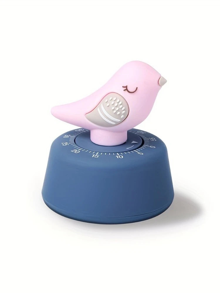 Bird-Shaped Mechanical Kitchen Timer, 60-Minute Winding, Cute Animal Design, Fun for Baking, Boiled Eggs, Kids Time Management