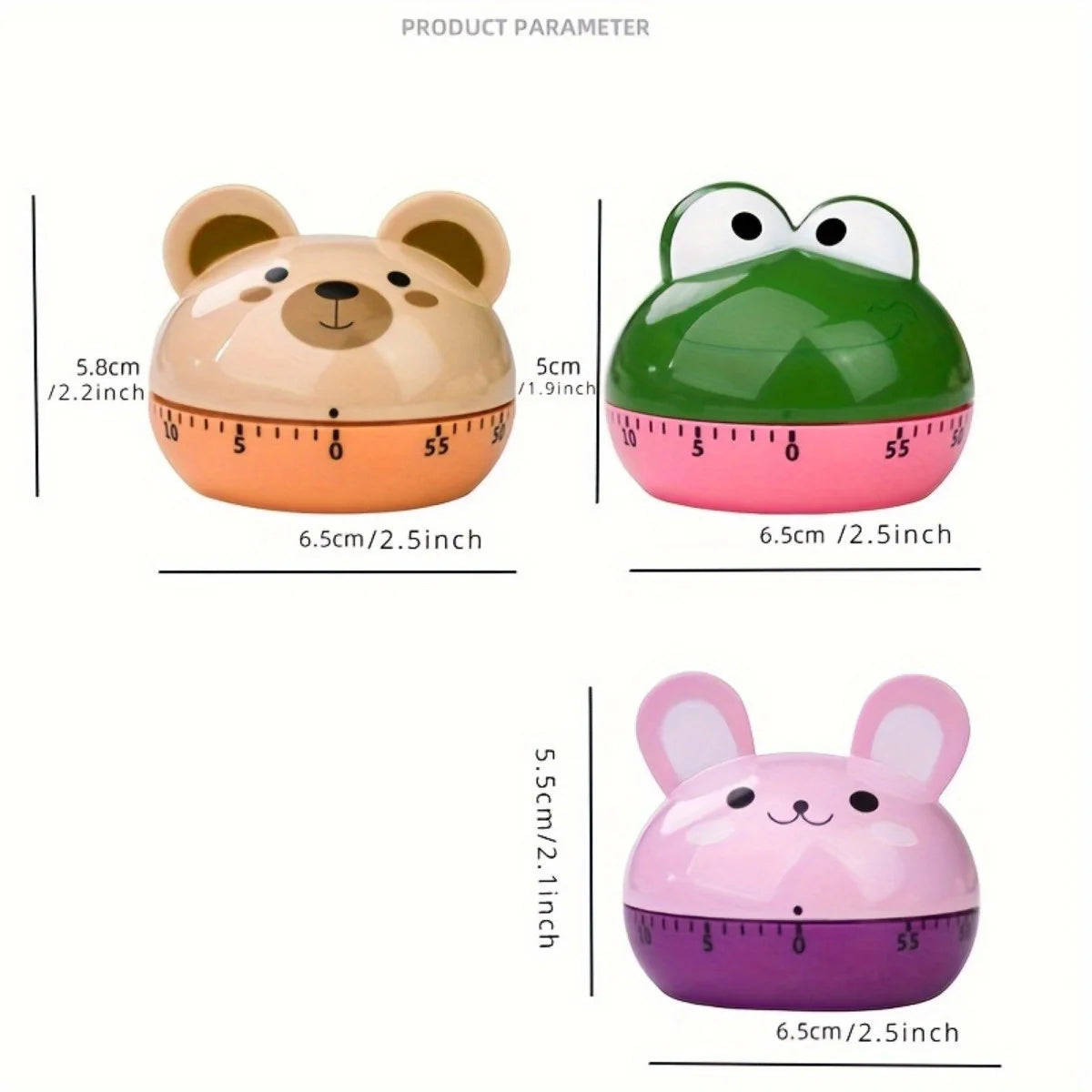 1pc Cute Lion & Cat Kitchen Timer – 60-Mechanical Countdown, No Batteries, Loud Alarm – Fun Animal Design for Cooking