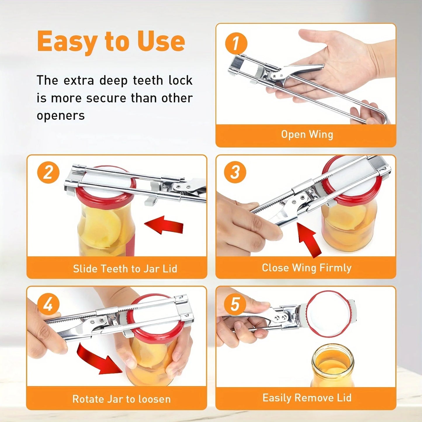 Adjustable Multi-Function Stainless Steel Can Opener, Non-Slip Portable Design for Bottle Caps and Jars