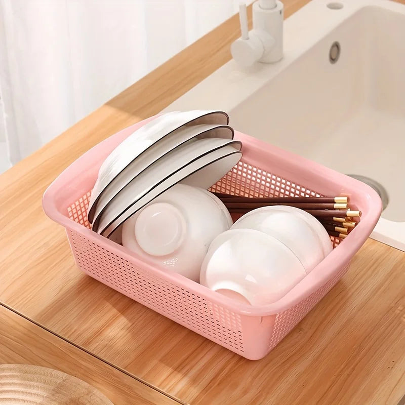One piece, thickened kitchen hollow drainage basket, household hollow drainage basket, multi-purpose storage basket