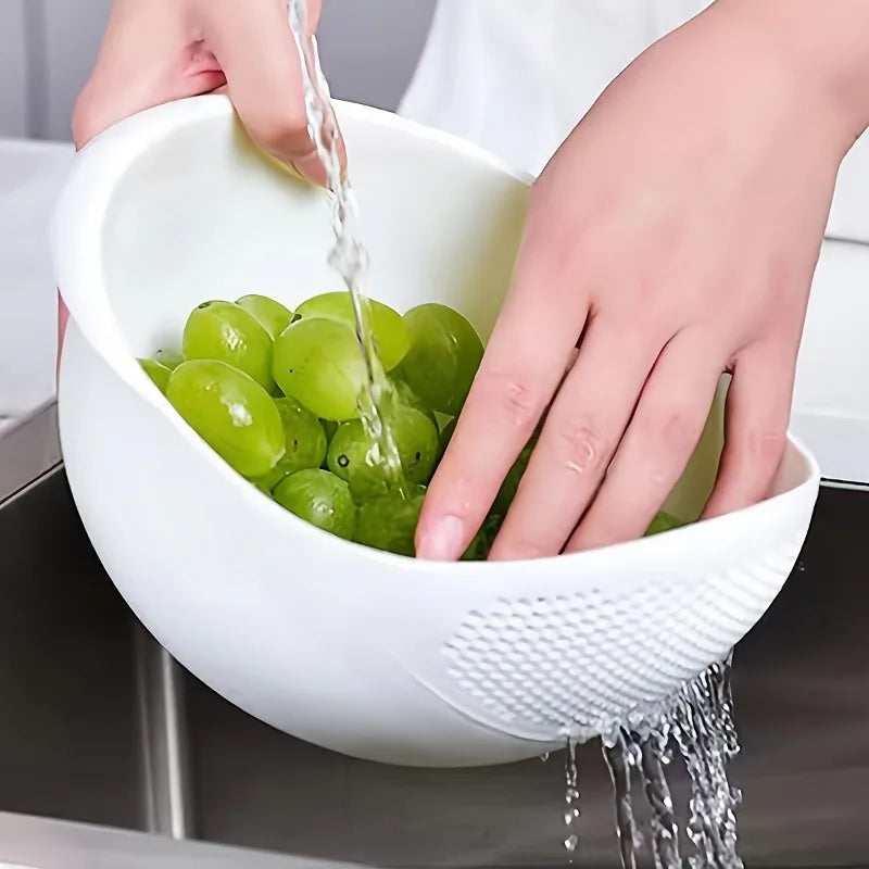 1 Pack Modern Plastic Kitchen Filter Basket Multipurpose Food Draining Basket Vegetable Fruit Rice Grain Washing Basket