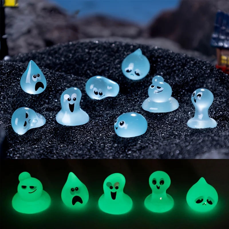 20pcs Luminous Resin Droplet Elves, Car Dashboard Ornaments, DIY Indoor Decor, Seasonal Garden Patio Party Decorations.