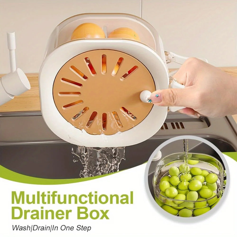 Rotatable leak dipper, kitchen drain bowl, vegetable/fruit wash basket, soup/berry washer, foldable handled filter set, plastic