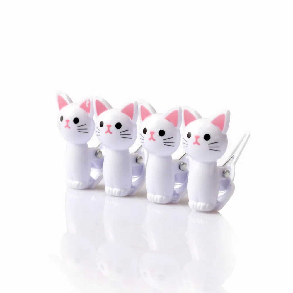 4pcs Cat-Shaped Bag Clips, Airtight Food Seal, Durable Plastic Snack Clamps, Cute Black/White Tabby Design, Decorative Kitchen