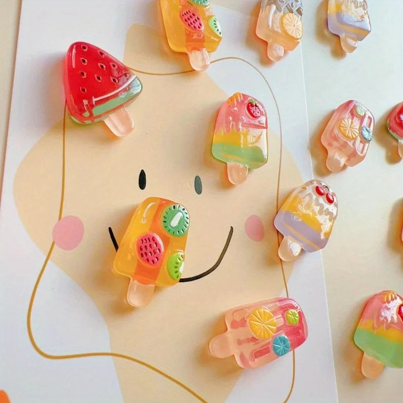 Cute Fruit Ice Cream Fridge Magnets,Cabinets, Dishwashers, Fun Kitchen & Office Decor, Bright, Durable, Father Gift.
