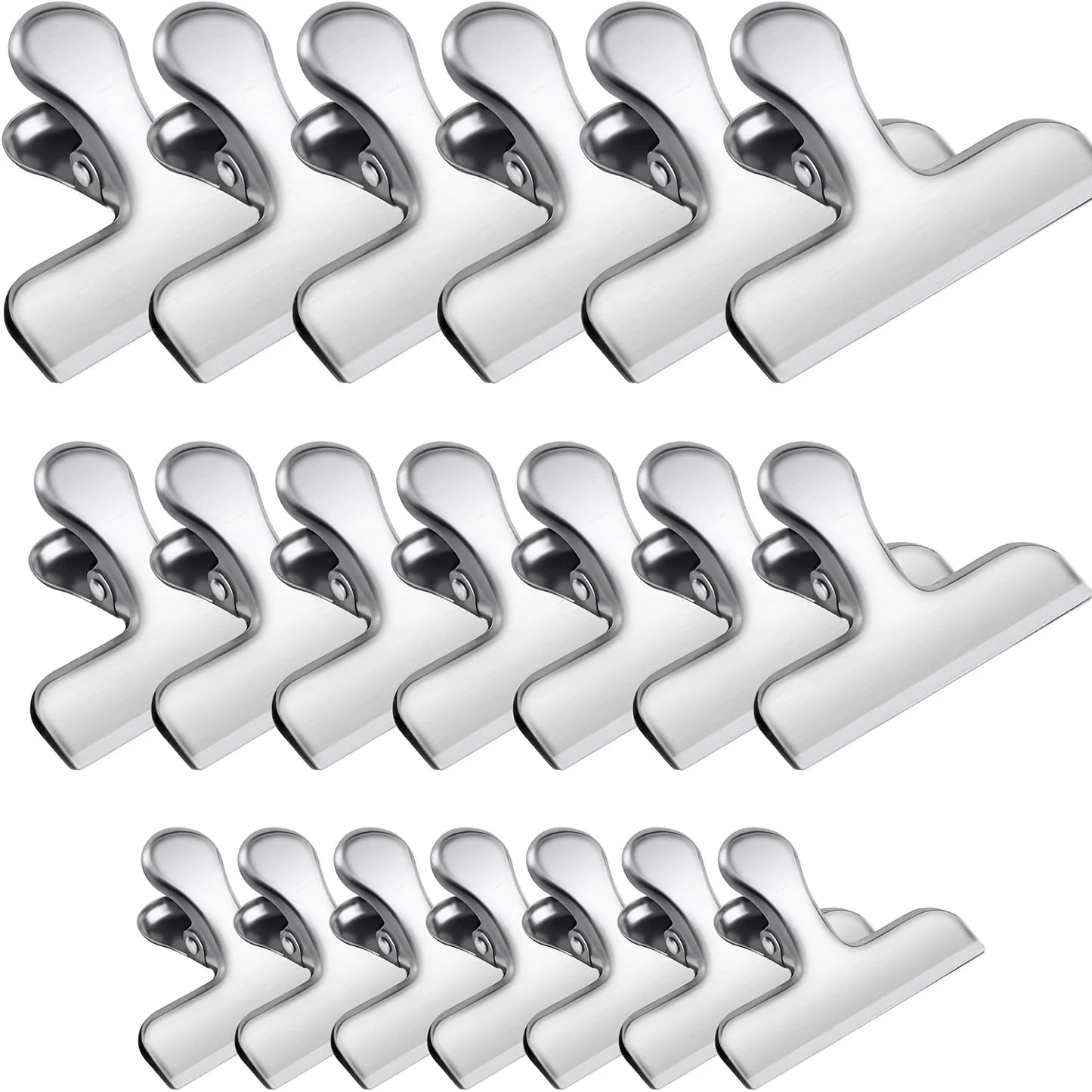 20pcs Silver Chip Clips - Strong Hold for Chips, Snack Bags, Fridge & Whiteboard | Kitchen & Office Organization, Food Bag Clips