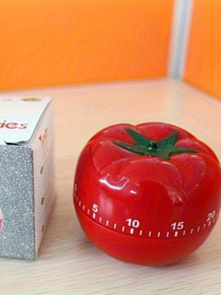 60-Minute Tomato-Shaped Kitchen Timer, Durable Plastic, Manual Countdown, Bright Red Design for Cooking and Baking.