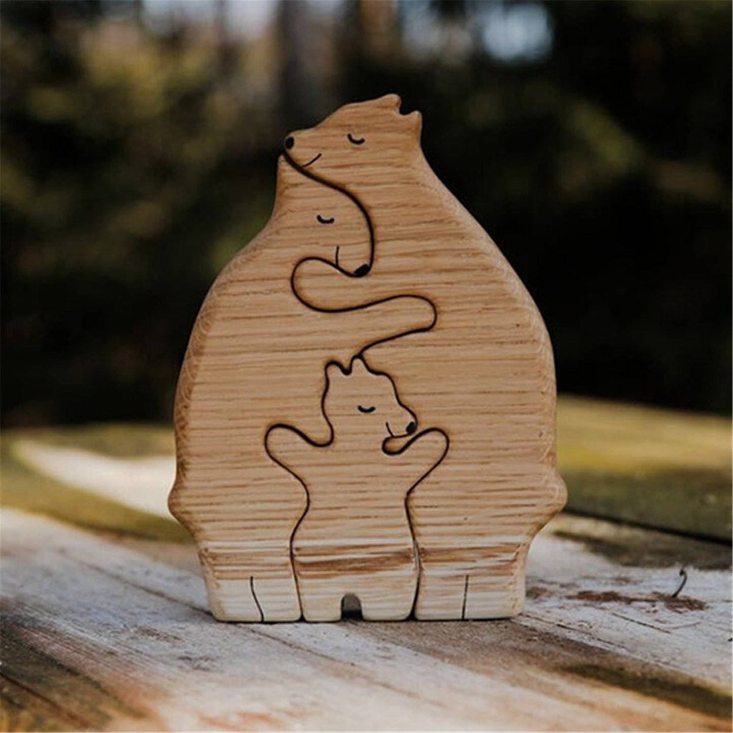 Cute Animal Family Mother's Day Gift Wooden Statue Desktop Ornament Office Home Decoration Accessories Room Decor Dekoration