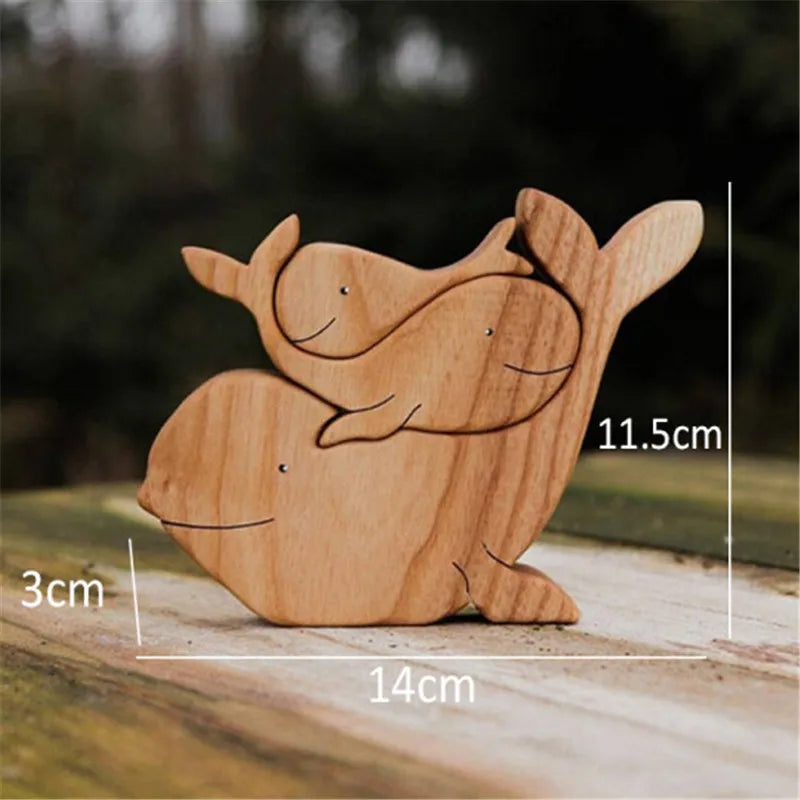 Cute Animal Family Mother's Day Gift Wooden Statue Desktop Ornament Office Home Decoration Accessories Room Decor Dekoration