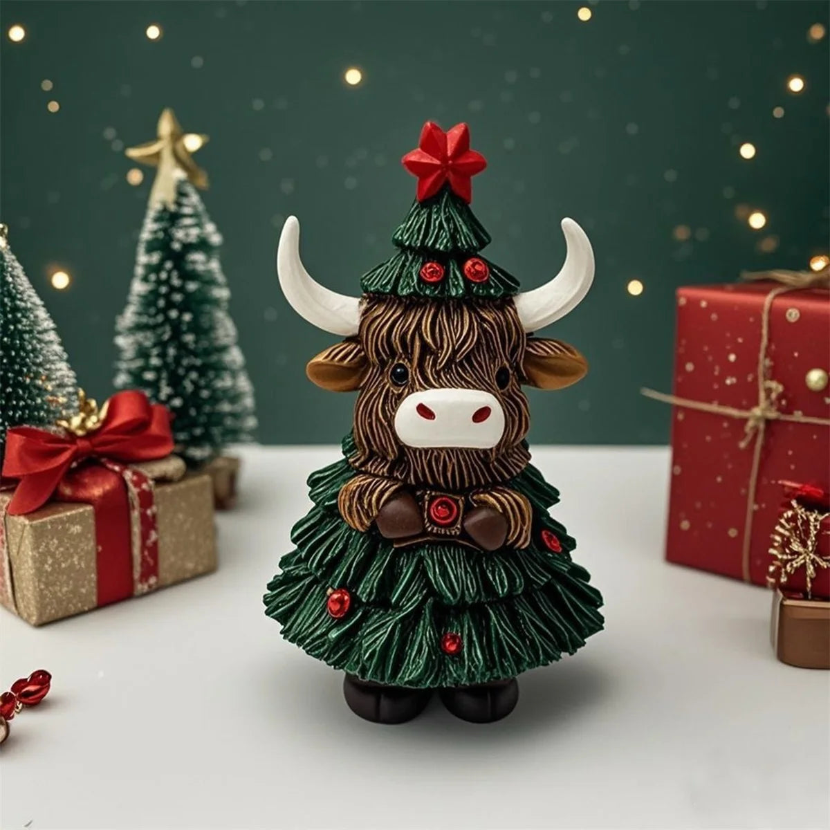 Christmas Reindeer Figurine Holiday Decor Elk Statue Ornament for Home Office Tabletop Decoration Gift 2021